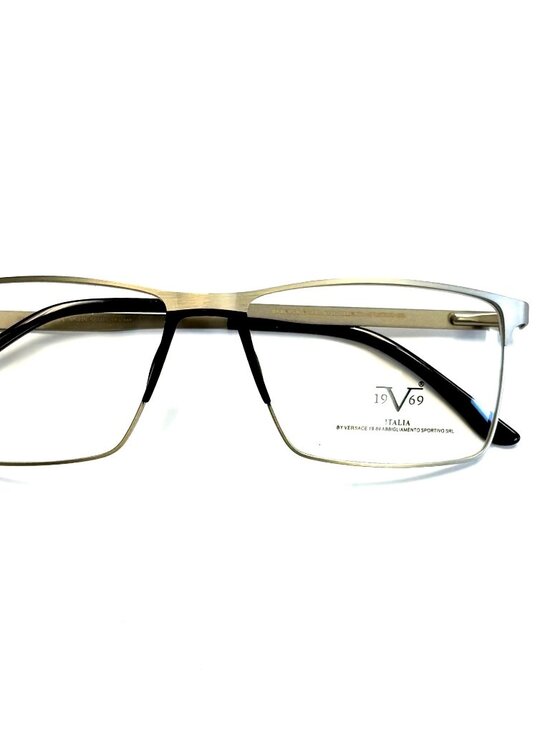 Men's Rectangular Matte Gunmetal Eyeglasses & Black Plastic Bridge & Temple Tips - Picture 11 of 11